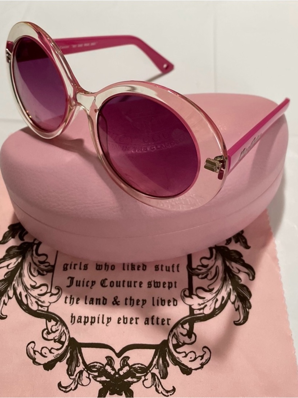 Juicy Couture Nostalgic/S Women's Pink Translucent Round Sunglasses & Case